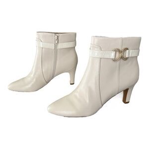 Life Stride Guild 2 Ankle Boots Bone Cream Kitten Heel Zip Size 11 New